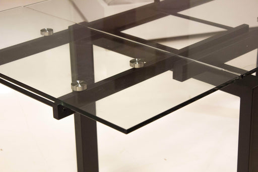Mobital Dining Table Black Cantro Extending Dining Table Clear Glass With Black Powder Coated Base