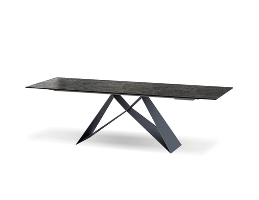 Mobital The W Dining Table with Black Italian Ceramic and Carrera Marble