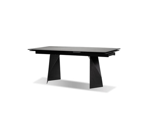 Mobital Dining Table Grey Prism Extending Dining Table Industrial Grey Ceramic With Black Powder Coated Base