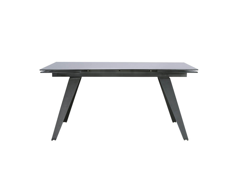 Mobital Noire Extending Dining Table with Smoked Grey Glass Top and Iron Coloured Steel Base