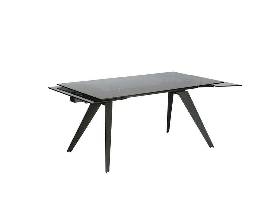 Mobital Dining Table Smoked Grey Noire Extending Dining Table Smoked Grey Glass With Iron Coloured Steel Base