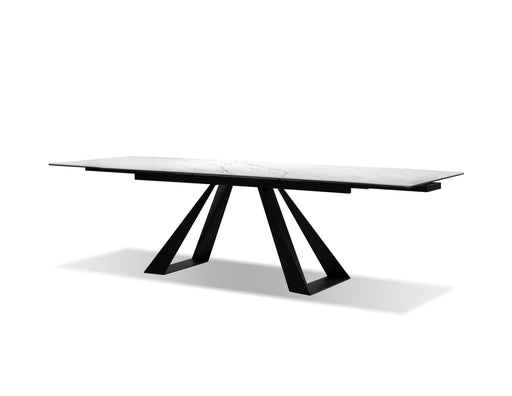 Mobital Bridge Dining Table In White Carrera With Black Powder Coated Base