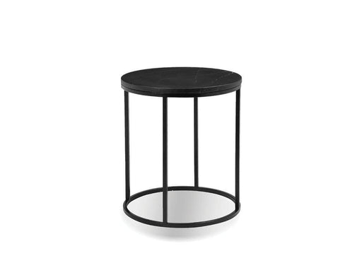 Mobital Onix 21" Round End Table with Black Nero Marquina Marble Top and Black Powder Coated Steel