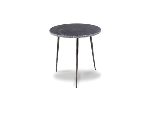 Mobital End Table Black Spanish Nero Marquina Marble Kaii 16" Medium End Table With Distressed Forged Black Iron Legs - Available in 3 Colours