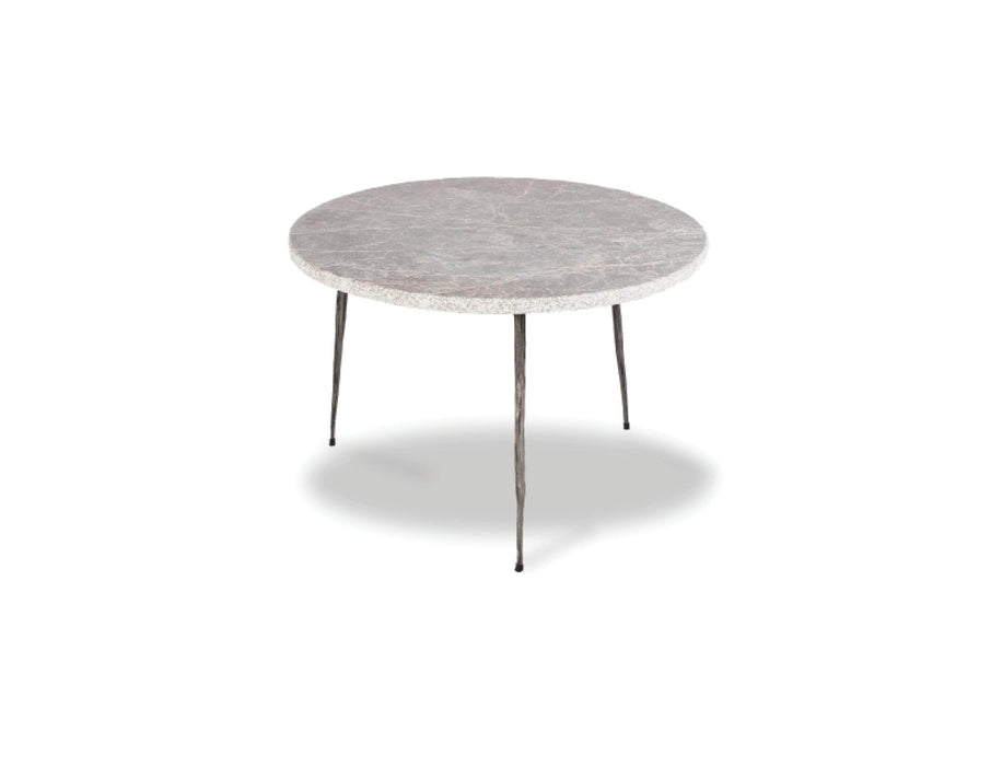 Mobital End Table Grey Italian Marble Kaii 13" Low End Table With Distressed Forged Black Iron Legs - Available in 3 Colours
