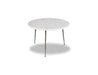 Mobital End Table White Volakas Marble Kaii 13" Low End Table With Distressed Forged Black Iron Legs - Available in 3 Colours