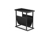 Mobital Onix Magazine Rack with Black Nero Marquina Marble Top with Black Leather Sling and Black Powder Coated Steel