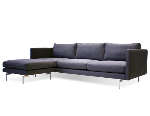  Mobital Taut Sectional Sofa in Dark Grey Tweed Fabric with Brushed Stainless Steel Legs