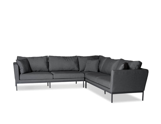 Mobital Mobital Huntington Outdoor Patio 3-Piece Sectional Sofa in Sunbrella Carbon Grey Fabric with Grey Frame