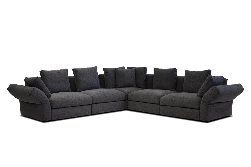 Mobital Flex Modular Corner Sectional Sofa in Peppercorn Chenille Fabric