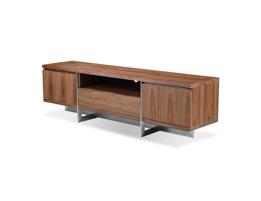 Mobital TV Stand Natural Walnut Remi TV Stand With Brushed Stainless Steel - Available in 2 Colours