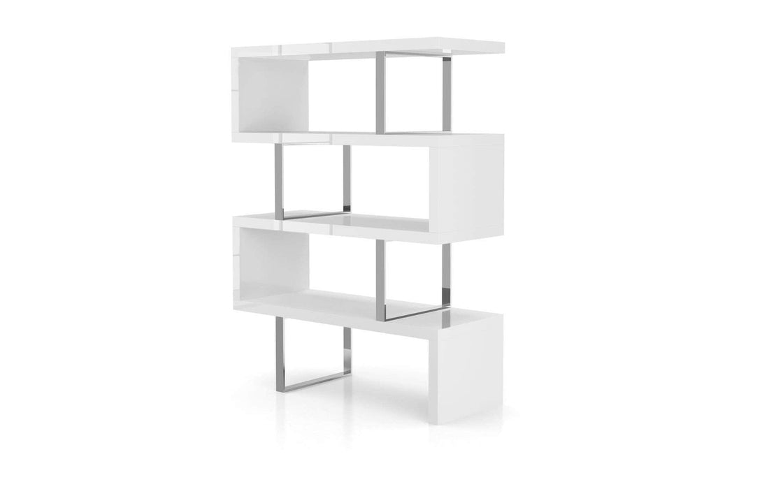 Pending - Modloft Office Glossy White Pearl Bookcase - Available in 3 Colours