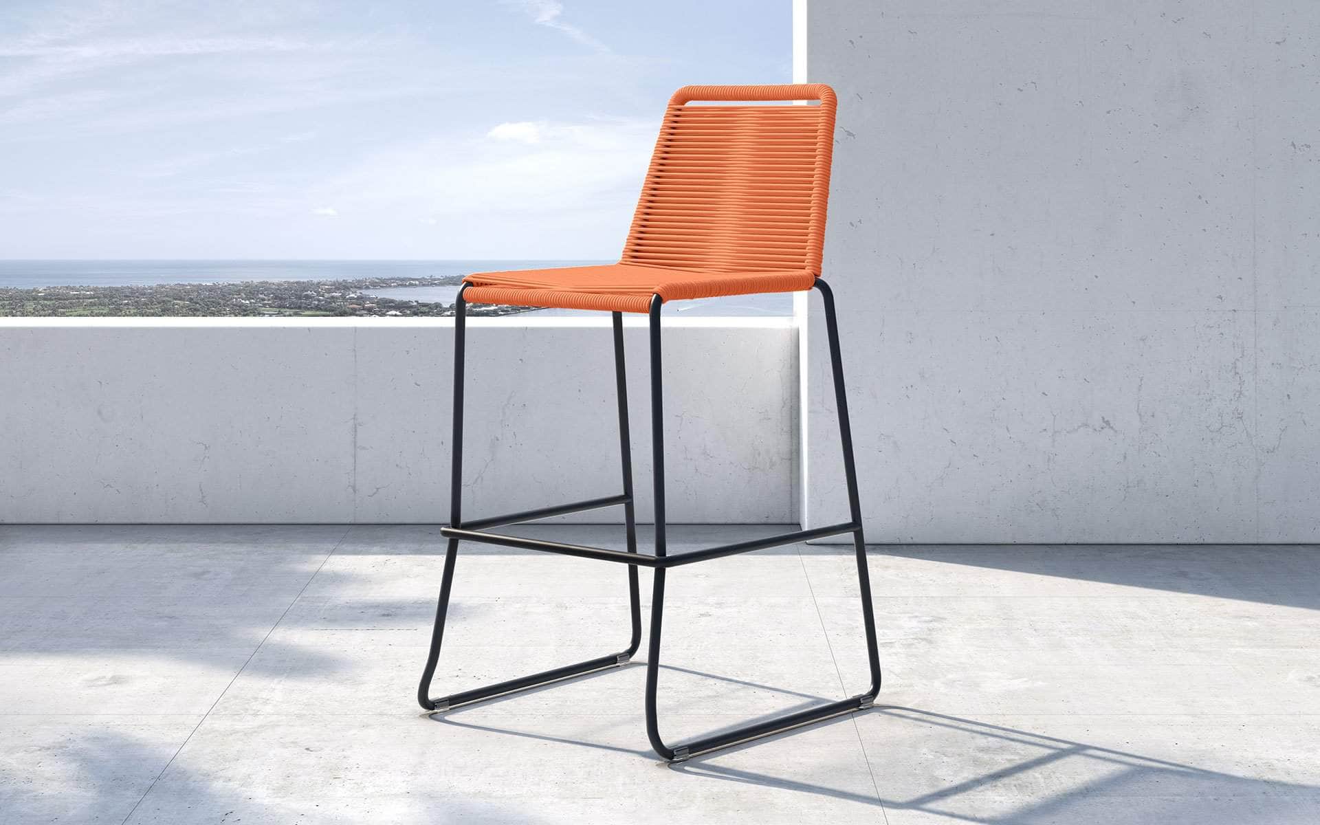 Pending - Modloft Outdoor Orange Cord Barclay Stacking Counter Stool - Available in 8 Colours
