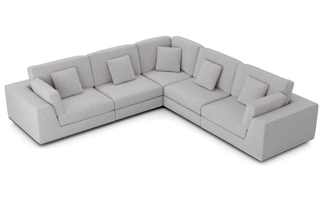 Pending - Modloft Sectionals Gris Fabric Perry Sectional 2 Arm Corner Sofa - Available in 2 Colours