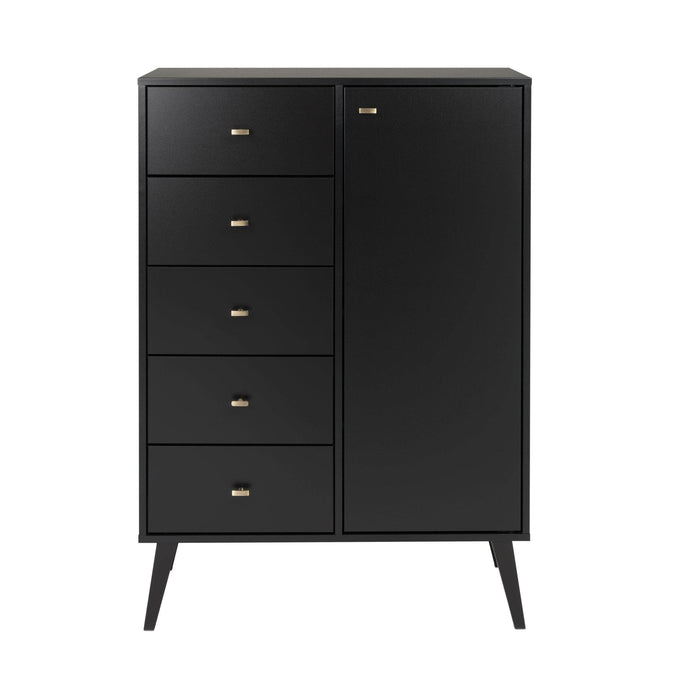 Pending - Modubox Chest Black Milo 5-drawer Chest with Door - Available in 4 Colours