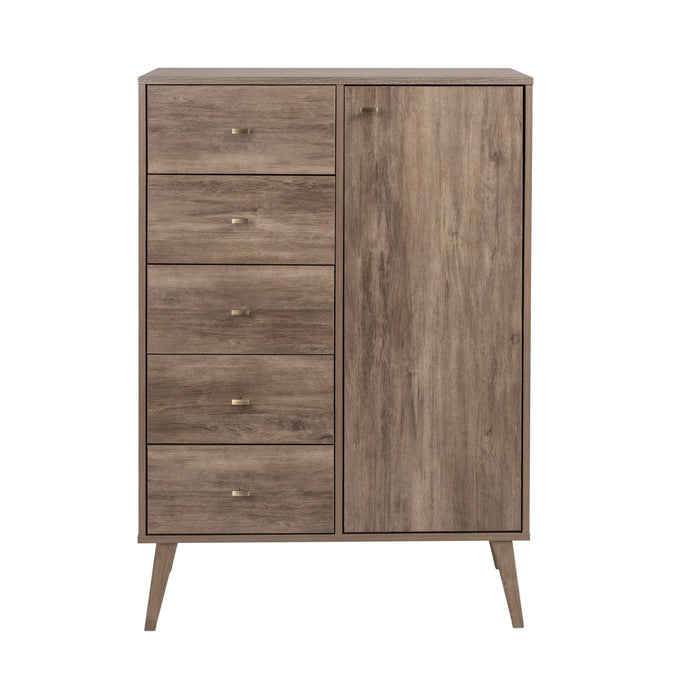 Pending - Modubox Chest Drifted Gray Milo 5-drawer Chest with Door - Available in 4 Colours