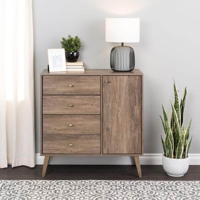 Pending - Modubox Drawer Chest Drifted Grey Milo MCM 4-Drawer Chest with Door - Available in 3 Colours