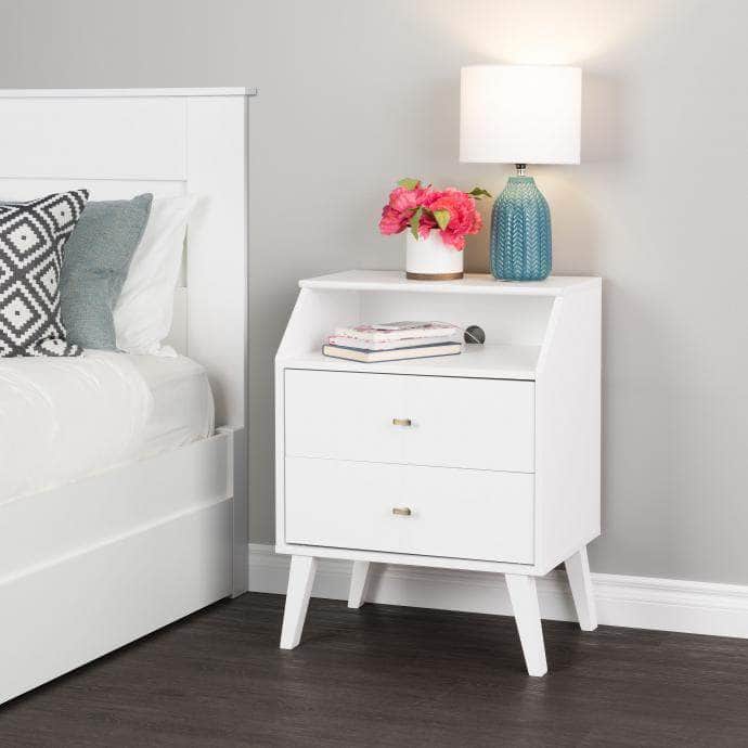 Pending - Modubox Nightstand White Milo 2-Drawer Nightstand with Angled Top - Available in 3 Colours