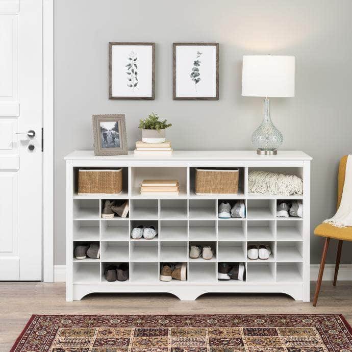 Pending - Modubox Shoe Cubby Console White 60 Inch Shoe Cubby Console - Available in 2 Colours