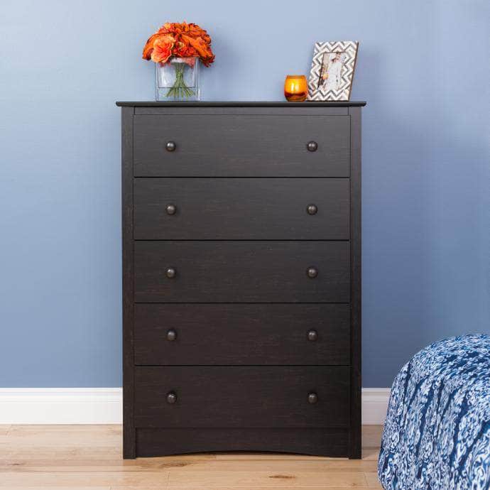 Pending - Modubox Washed Black Sonoma 5-Drawer Chest - Available in 5 Colours
