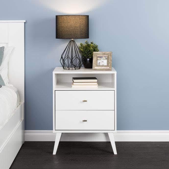 Milo Mid Century Modern 2-drawer Tall Nightstand with Open Shelf - Available in 4 Colours
