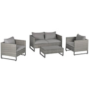 Pending - Outsunny 4 Piece PE Rattan Wicker Sofa Set Outdoor Conservatory Furniture Lawn Patio Coffee Table with Cushion, Grey