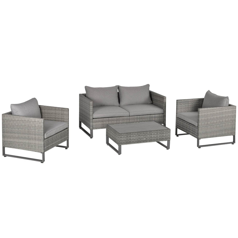 Pending - Outsunny 4 Piece PE Rattan Wicker Sofa Set Outdoor Conservatory Furniture Lawn Patio Coffee Table with Cushion, Grey