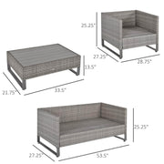 Pending - Outsunny 4 Piece PE Rattan Wicker Sofa Set Outdoor Conservatory Furniture Lawn Patio Coffee Table with Cushion, Grey