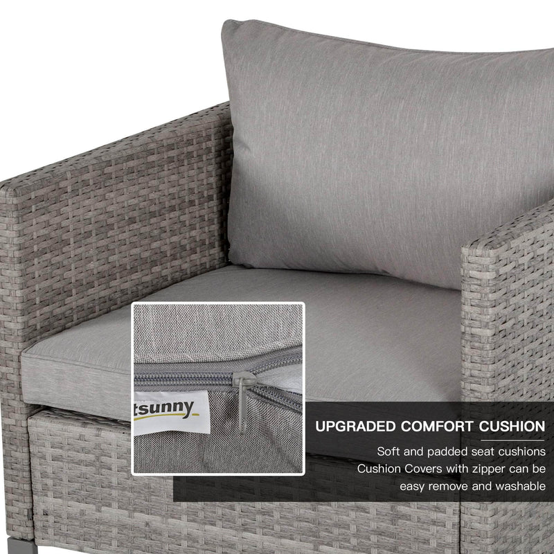 Pending - Outsunny 4 Piece PE Rattan Wicker Sofa Set Outdoor Conservatory Furniture Lawn Patio Coffee Table with Cushion, Grey