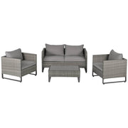 Pending - Outsunny 4 Piece PE Rattan Wicker Sofa Set Outdoor Conservatory Furniture Lawn Patio Coffee Table with Cushion, Grey