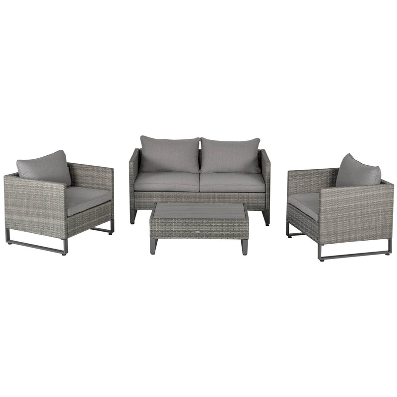 Pending - Outsunny 4 Piece PE Rattan Wicker Sofa Set Outdoor Conservatory Furniture Lawn Patio Coffee Table with Cushion, Grey
