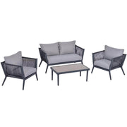 Pending - Outsunny 4 Piece PE Rattan Wicker Sofa Set Outdoor Conservatory Furniture Lawn Patio Coffee Table with Cushion Light Grey