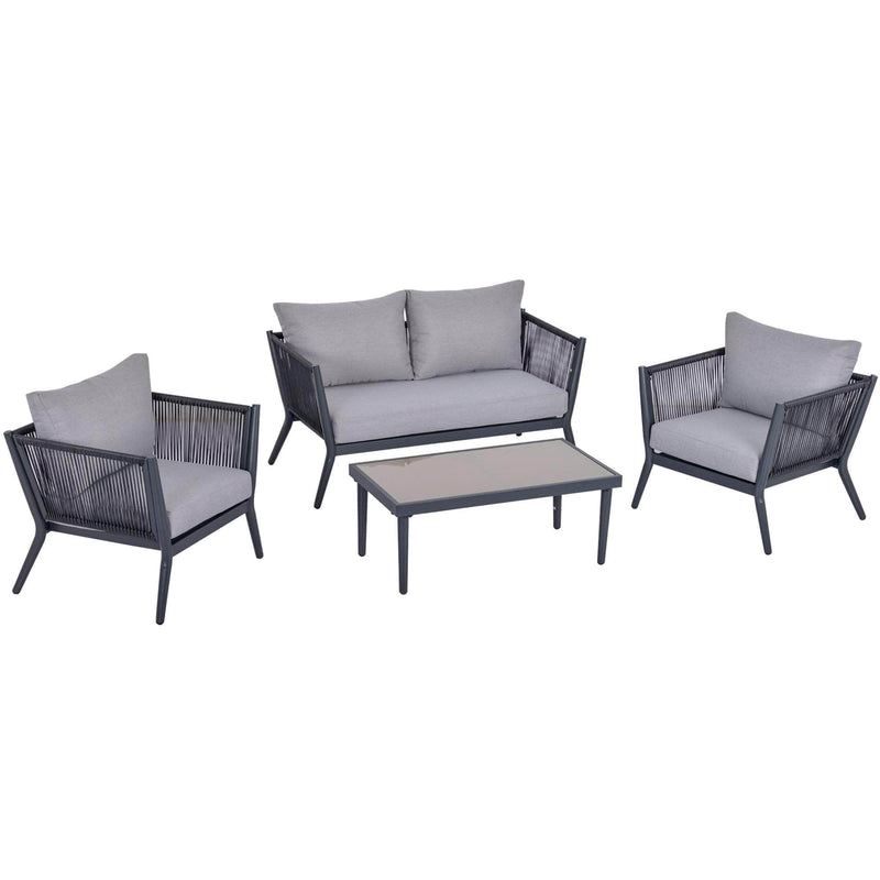 Pending - Outsunny 4 Piece PE Rattan Wicker Sofa Set Outdoor Conservatory Furniture Lawn Patio Coffee Table with Cushion Light Grey