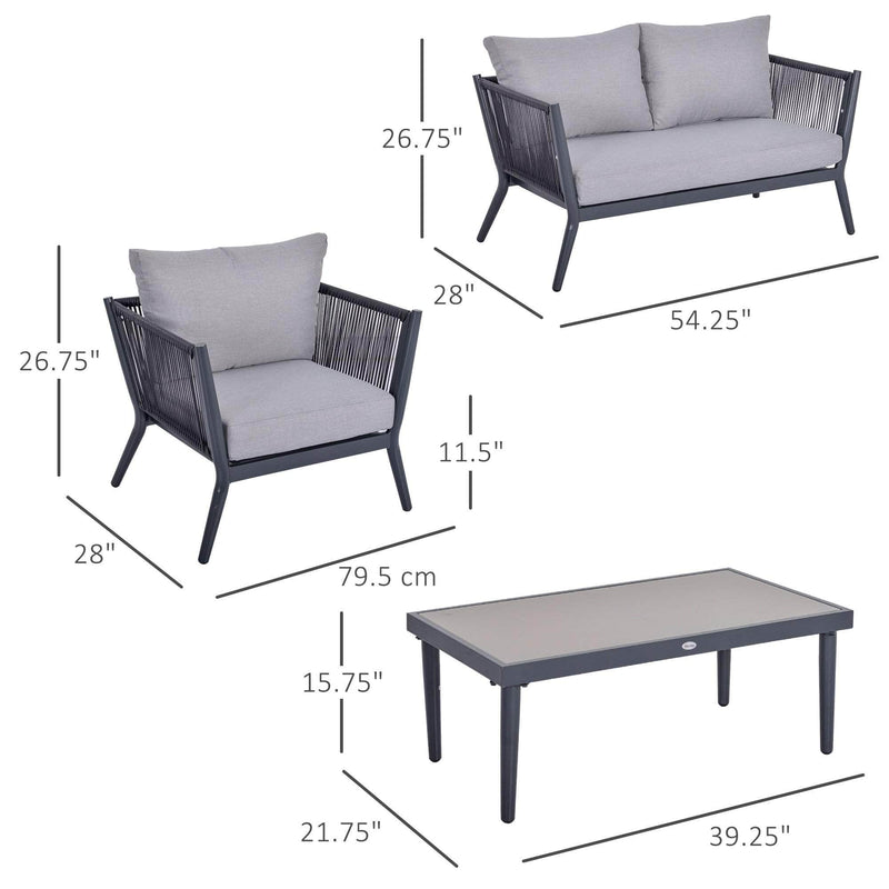 Pending - Outsunny 4 Piece PE Rattan Wicker Sofa Set Outdoor Conservatory Furniture Lawn Patio Coffee Table with Cushion Light Grey