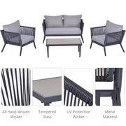 Pending - Outsunny 4 Piece PE Rattan Wicker Sofa Set Outdoor Conservatory Furniture Lawn Patio Coffee Table with Cushion Light Grey