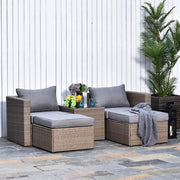 Pending - Outsunny 5 Piece Rattan Outdoor 2 Cushioned Single Sofa Chair Foot Stool Coffee Table Set