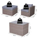 Pending - Outsunny 5 Piece Rattan Outdoor 2 Cushioned Single Sofa Chair Foot Stool Coffee Table Set