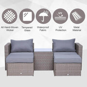 Pending - Outsunny 5 Piece Rattan Outdoor 2 Cushioned Single Sofa Chair Foot Stool Coffee Table Set