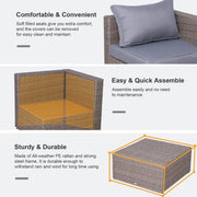 Pending - Outsunny 5 Piece Rattan Outdoor 2 Cushioned Single Sofa Chair Foot Stool Coffee Table Set