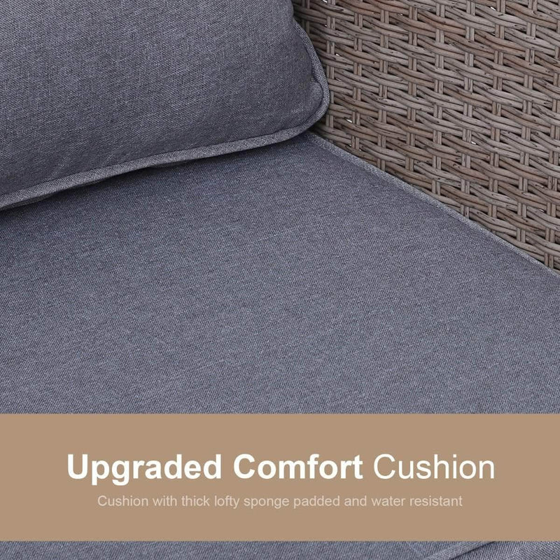 Pending - Outsunny 5 Piece Rattan Outdoor 2 Cushioned Single Sofa Chair Foot Stool Coffee Table Set