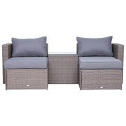 Pending - Outsunny 5 Piece Rattan Outdoor 2 Cushioned Single Sofa Chair Foot Stool Coffee Table Set