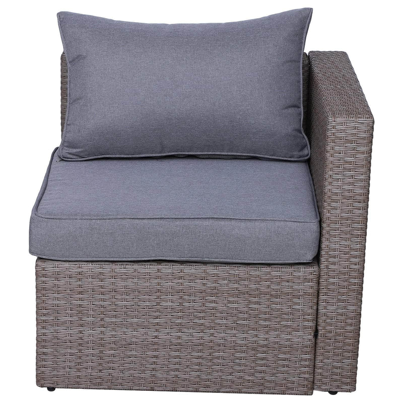 Pending - Outsunny 5 Piece Rattan Outdoor 2 Cushioned Single Sofa Chair Foot Stool Coffee Table Set