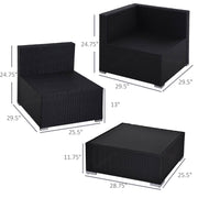 Pending - Outsunny 7 Piece Outdoor Wicker Sofa Set Patio Furniture All Weather Rattan Conversation Lounge Chair with Coffee Table Garden Couch Seat with Cushion Black Khaki