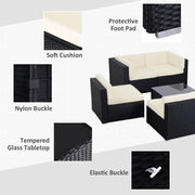 Pending - Outsunny 7 Piece Outdoor Wicker Sofa Set Patio Furniture All Weather Rattan Conversation Lounge Chair with Coffee Table Garden Couch Seat with Cushion Black Khaki