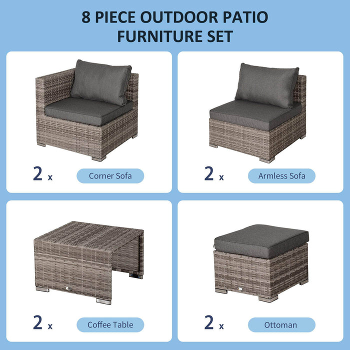 Pending - Outsunny 8 Piece Outdoor Patio Furniture Set All Weather Wicker Rattan Sofa Chair