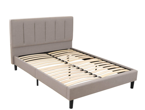 Ann Fabric Platform Bed Frame in Stone Linen - Available in 2 Sizes