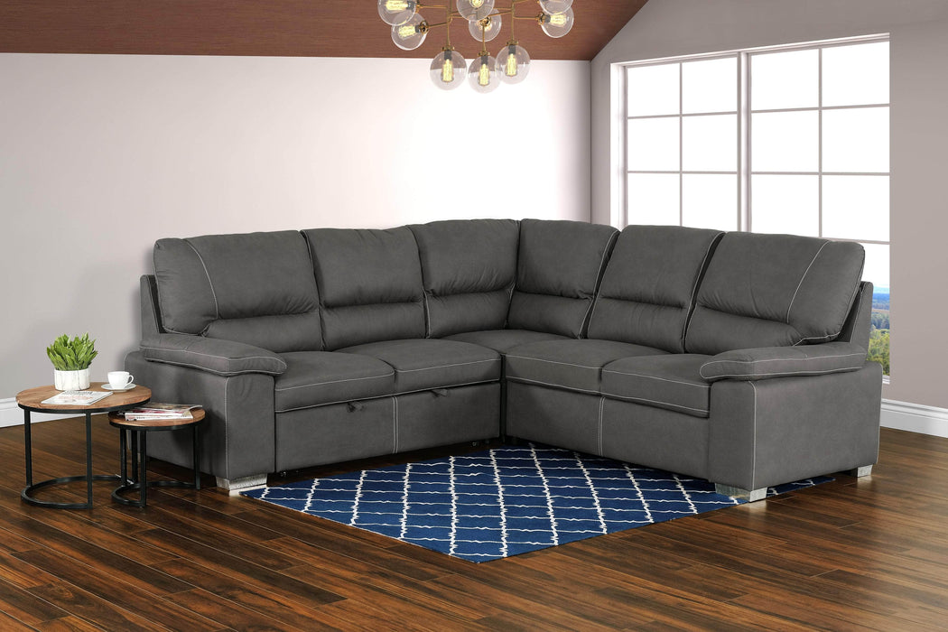 Pending - Primo International Sectional Porter Dark Grey Corner Sectional Sofa with Pull Out Bed