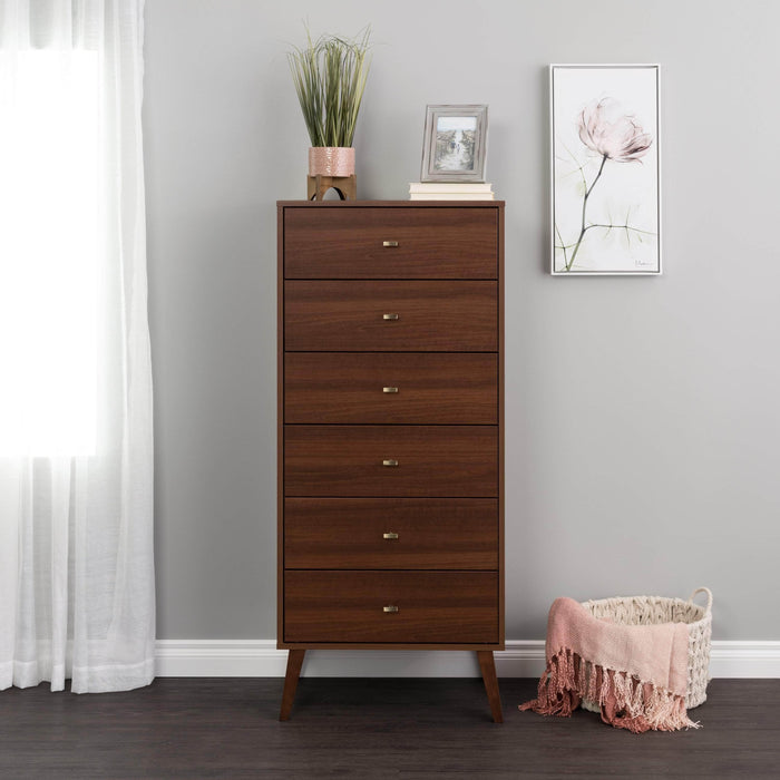 Pending - Review Drawer Chest Cherry Milo MCM Tall 6 Drawer Chest - Available in 4 Colours