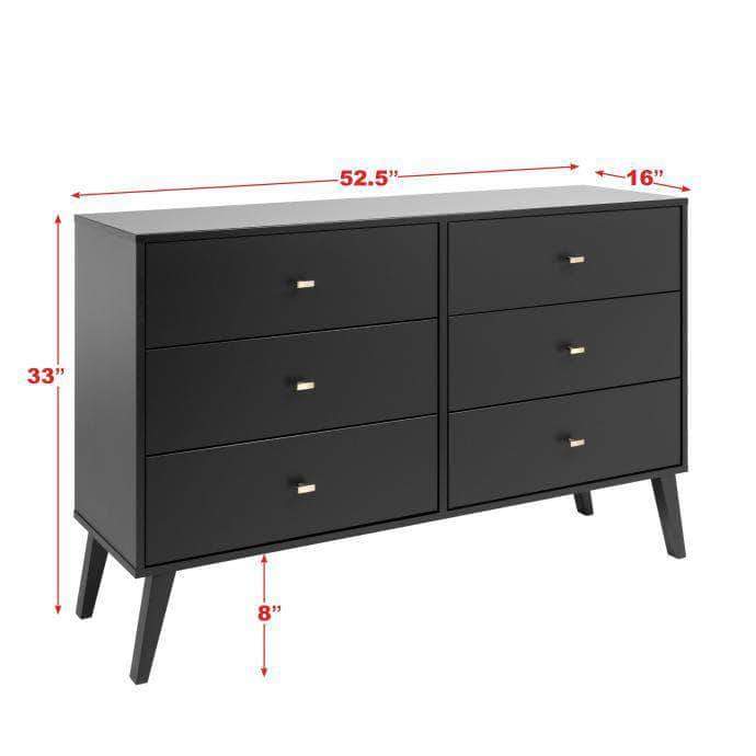 Milo Mid Century Modern 6-drawer Dresser - Available in 4 Colours