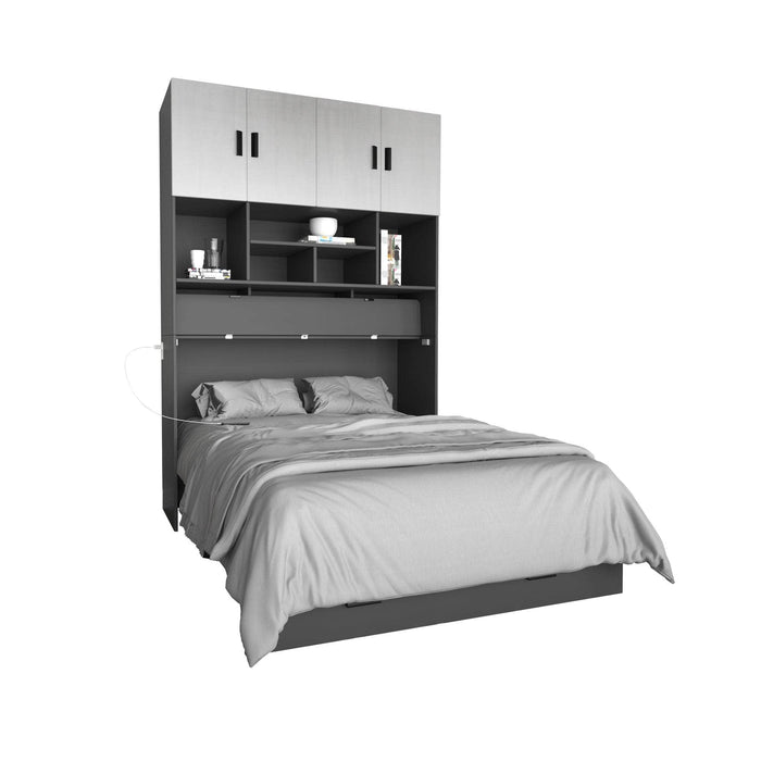 Pending - Review Twin / Yes Hyde Light Grey and Dark Grey Murphy Cabinet Bed with Gel Memory Foam Mattress - Available in 4 Sizes